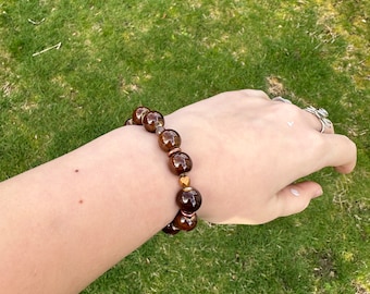 brown boho bracelet chunky bracelets with different size beads