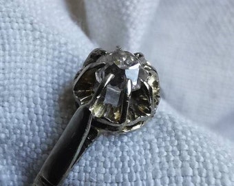 Anello vintage in oro bianco 18K con diamanti francesi da 3,7 mm - gioielli antichi del 1900' - Anello di fidanzamento