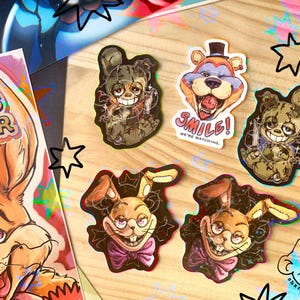 Autocollants FNAF Five Nights At Freddy's - Violation de la sécurité - Papeterie Glamrock Freddy Springtrap Glitchtrap