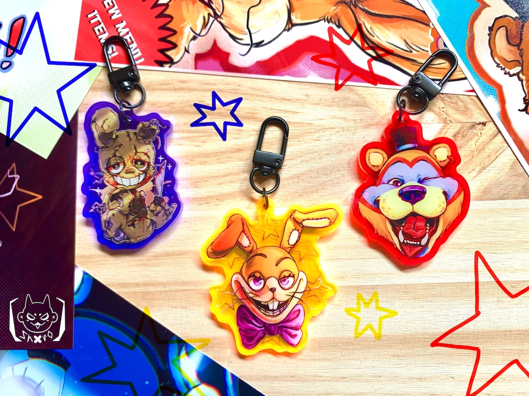 FNAF KEYCHAINS Five Nights at Freddy's Security Breach Glamrock Freddy