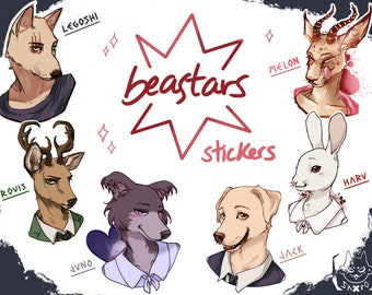 Beastars Vynil Stickers - Beastars Vinyl Stickers - Legoshi Gohin Melon Juno Haru Rouis Jack - Anime Merch Wolf Manga Stationery