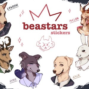 Beastars Vynil Stickers - Beastars Vinyl Stickers - Legoshi Gohin Melon Juno Haru Rouis Jack - Anime Merch Wolf Manga Stationery