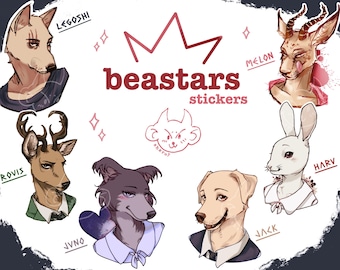 Beastars Vinyl-Aufkleber – Beastars Vinyl-Aufkleber – Legoshi Gohin Melon Juno Haru Rouis Jack – Anime Merch Wolf Manga Briefpapier