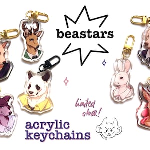 Beastars Acrylic Charm Keychain Double Sided Epoxy - Beastars Acrylic Keychain - Legoshi Melon Haru Juno Jack Gohin Louis Anime Manga Merch