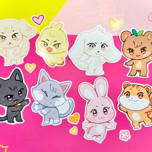 Autocollants Ateez Aniteez créés par des fans de mascottes Kpop - Produits dérivés Kpop Autocollants de mascottes Kpop