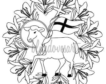 Easter Lamb Wreath SVG Cut File Digital Download Christian