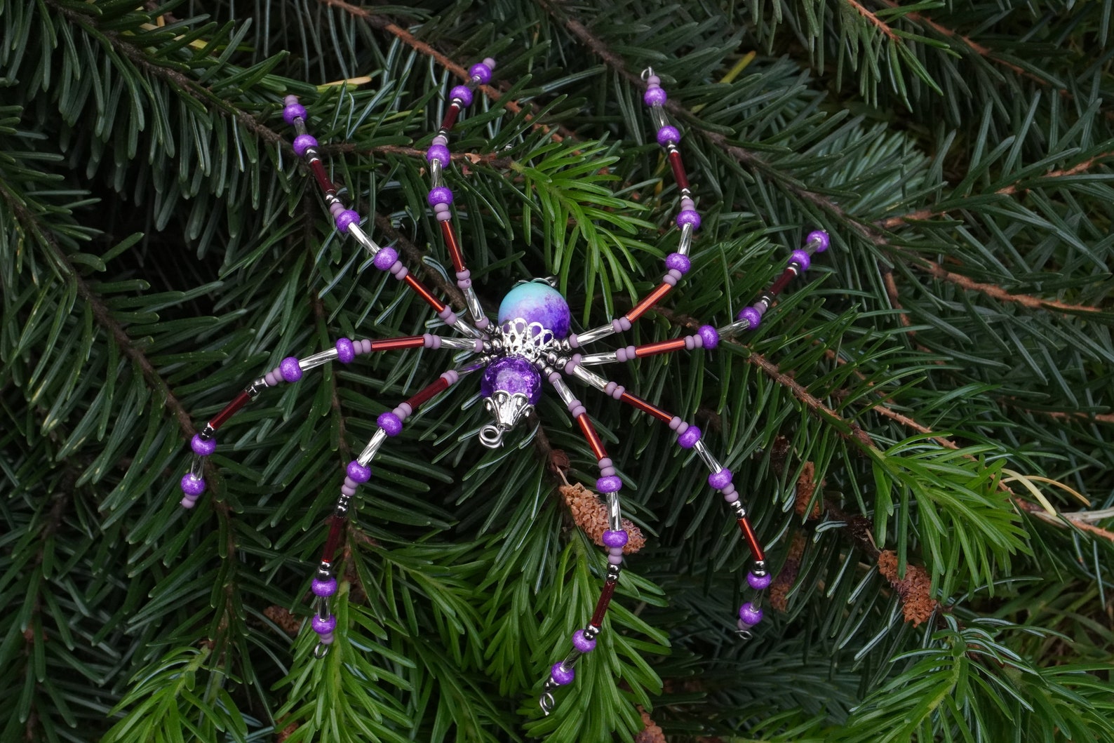 Christmas Spider Christmas Tree Spider Hand Beaded Spider Etsy