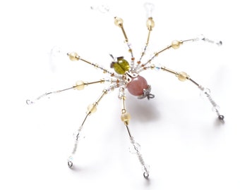 Glas Perlen Weihnachtsornament Spinne | Weißer Kristall-Feiertags-Dekor