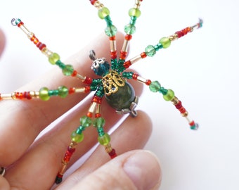 Weihnachtsornament Spinne aus Perlen: Glasperlen, XS