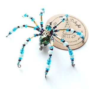 Christmas Spider | Christmas Spider Ornament Blue | Beaded Spider | Spider For Tree | Beaded Spiders | Christmas Spider Gift | Size XS