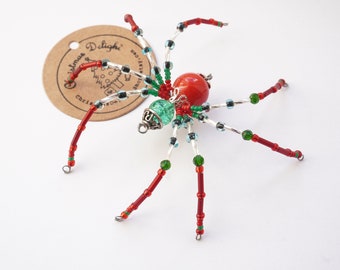 | araignée de Noël | araignée de sapin de Noël Araignée perlée à la main | cadeau de Noël | | d’ornements de Noël décoration de Noël | Taille S