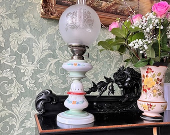 Antique oil lamp, Reform Rund Brenner oil lamp, Germany ca. 1920, mood lighting, table decoration, nostalgic backup lighting