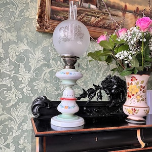 Antieke olielamp, Reform Rund Brenner olielamp, Duitsland ca. 1920, sfeerverlichting, tafeldecoratie, nostalgisch back-up verlichting