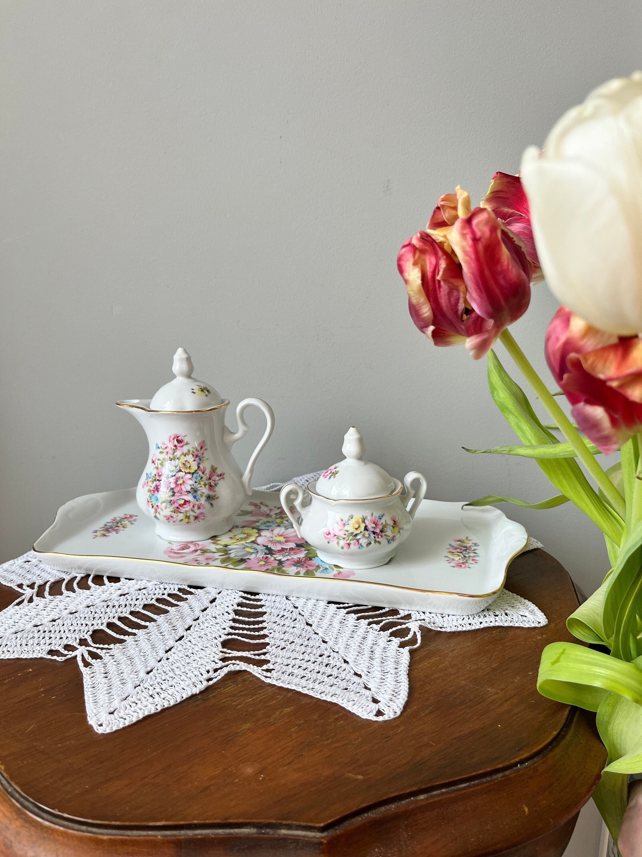 Vintage Leander 1946 RGK China De Boheme porcelana różowa