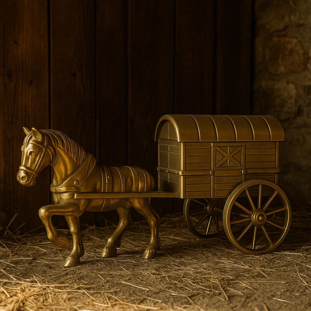 ヴィンテージ真鍮製馬とキャラバン – 1970年代の真鍮製馬車ジュエリー
