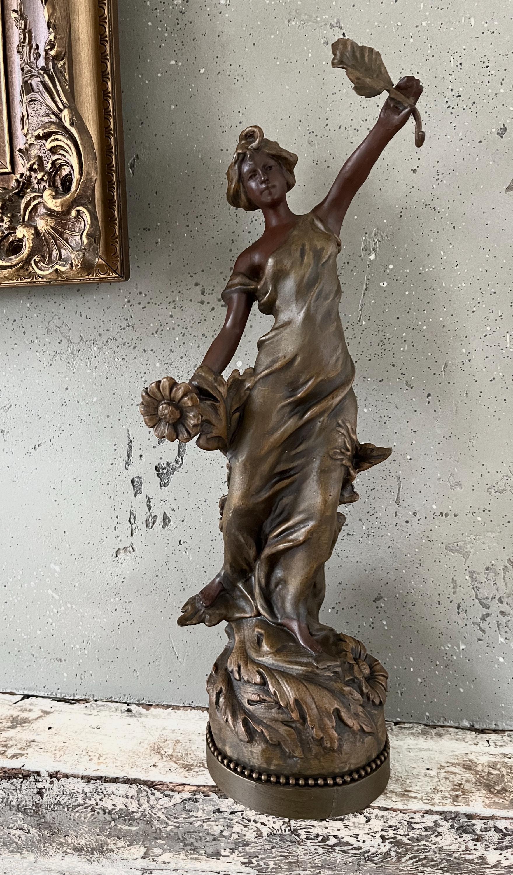 Antique Zamak Sculpture With Wooden Base – Unique Watch Holder in