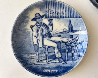 Collection d'Assiettes en Porcelaine sur le thème BUVEURS - Hollande années 70 - décoration de café et restaurant - ustensiles décoratifs