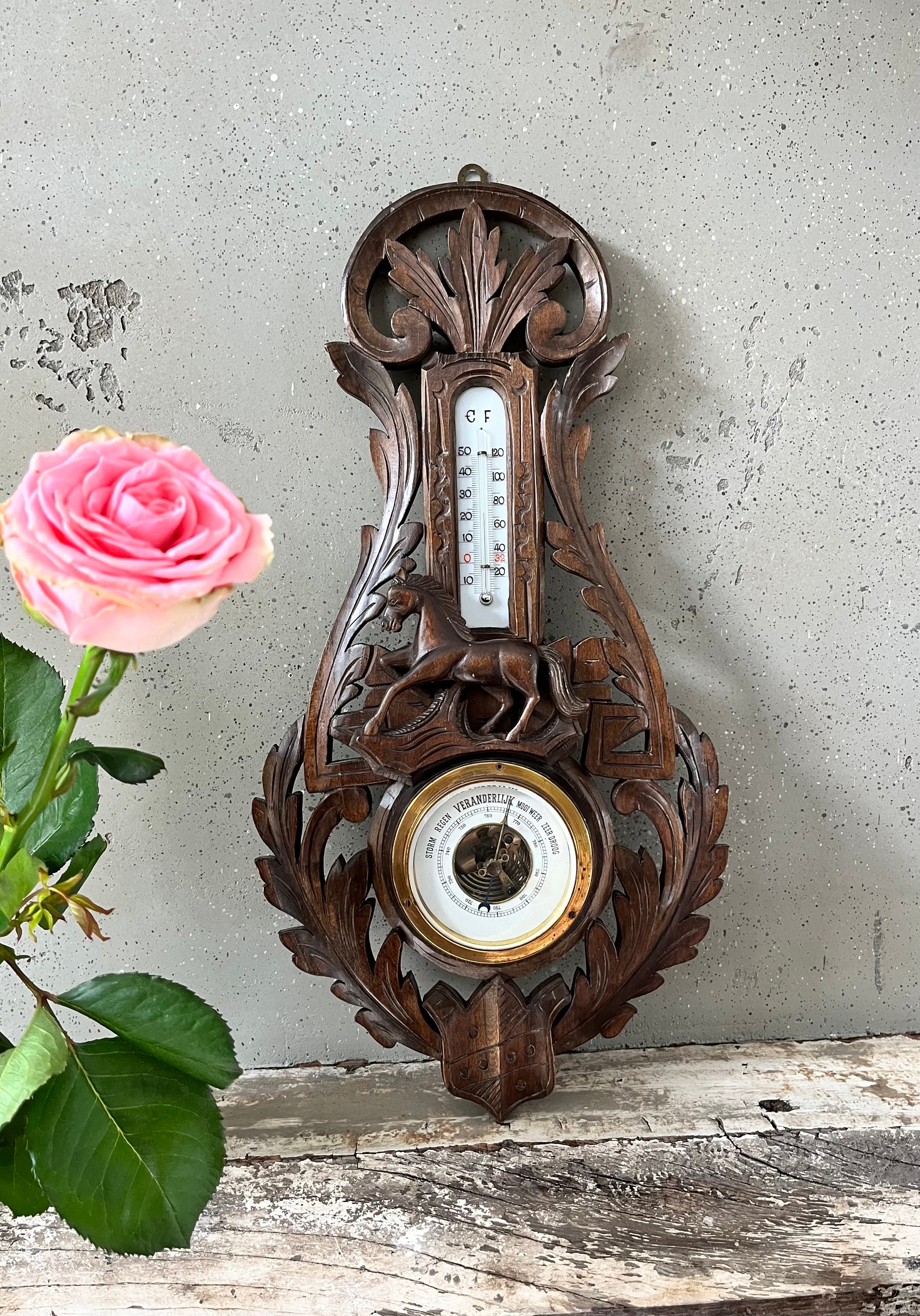 Art Deco Wall Thermometer, West O Therm, Streamline Modern, Wood - Ruby Lane