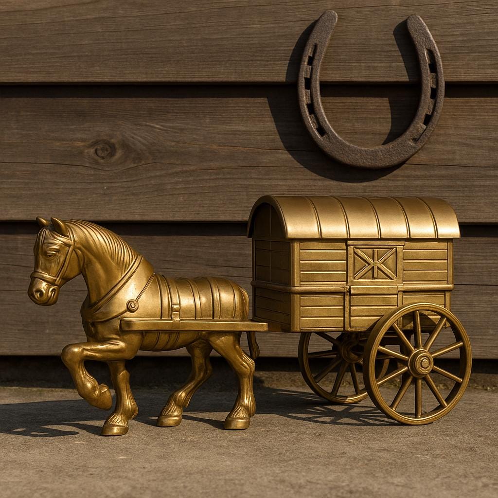 ヴィンテージ真鍮製馬とキャラバン – 1970年代の真鍮製馬車ジュエリー