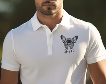 Custom Pet Polo Shirt for Men, Personalized Short Sleeve Golf Shirt with dog cat Face, Dog Photo Printed Polo Shirt, Custom Pet Photo Polos