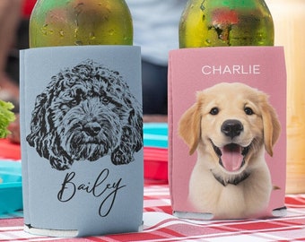 Custom dog can cooler, Custom pet portrait Can Cooler, Personalized Unique Gift For Pet Lover, Sketch of Puppy or Cat Photograph from Photo