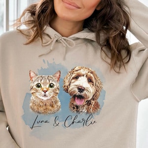 Pet Portrait Hoodie, Dog Face Hoodie, Personalized cat Hoodie, Pet Portrait From Photo, Pet sweatshirt, Dog Mom Gift, Christmas gift