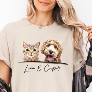 Custom Pet Shirt from Photo + name, Personalized dog Portrait T Shirt, Dog mom dad gifts, Pet Photo shirt, Matching Shirt, Custom Cat Shirt