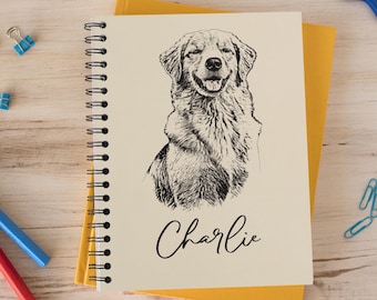 Custom Dog Journal, Personalised Dog Notebook, Pet Portrait spiral notebook, Cat Journal, Customizable Dog Mom Gift, custom ruled notebook