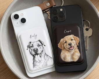 Custom Pet Phone Case Wallet with Card Holder MagSafe Compatible from Pet Photo, Personalized Dog iPhone Case, Custom Cat Phone wallet uve