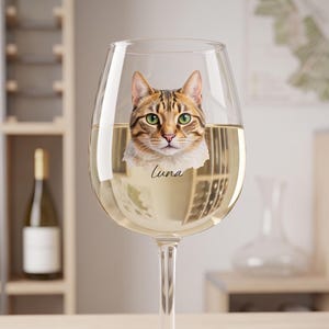 Custom Pet Wine glass, Personalized dog stemware wine glass , Cat Portrait From Photo, Pet Memorial gift, Housewarming Gift, Pet Lover Gifts