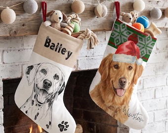 Dog Christmas Stocking from photo, Personalized Dog Stocking, Dog stocking Christmas, pet christmas stocking, Customized Holiday Stockings