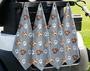 Custom Pet Golf Towel, Personalized Photo Golf Towel, Dog Face on Golf Towel, Gift for Golfer, Funny Golf Gift for Men, dog dad gift uve