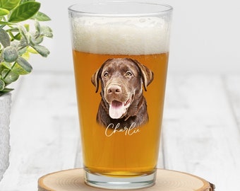 Custom Dog Beer Glass with your Pet Photo design and Name, Custom pet printed Pint Glass, Personalized beer mug, Custom Dog Steins Cup