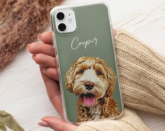 Custom Pet Phone Case, Dog Drawing From Photo, Dog Phone Case, Cat Phone Case, Personalized Phone Case, Dog iPhone 15 Case, Pet Loss gift