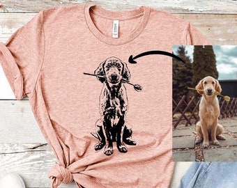 Custom dog full body Portrait from photo T-Shirt, Personalized dog mom dad tee, Dog Mom Gift idea, Custom Pet Photo shirt, made in USA