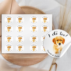 Dog Wedding Stickers, Custom Dog Sticker sheets, Pet Wedding Favor Labels, Custom Thank You Stickers, Dog Treat Bag stickers, save the date