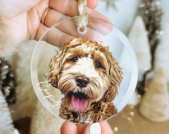 Personalized Pet Memorial Ornament with Photo, Dog Memorial Christmas Ornament, Dog Remembrance Keepsake, custom glass Ornament, xmas 2023