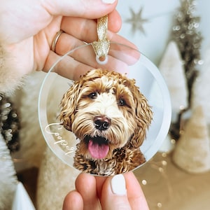 Personalized Pet Memorial Ornament with Photo, Dog Memorial Christmas Ornament, Dog Remembrance Keepsake, custom glass Ornament, xmas 2023