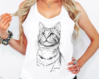 Custom Dog Tank Top, Custom Pet Top, Custom Pet Face Portrait Tank Top, Dog Mom Gift, Cat Mom Gift, Personalized Pet Memorial uve