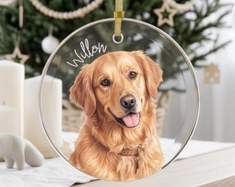 Personalized Pet Memorial Ornament with Photo, Dog Memorial Christmas Ornament, Dog Remembrance Keepsake, custom glass Ornament, xmas 2026