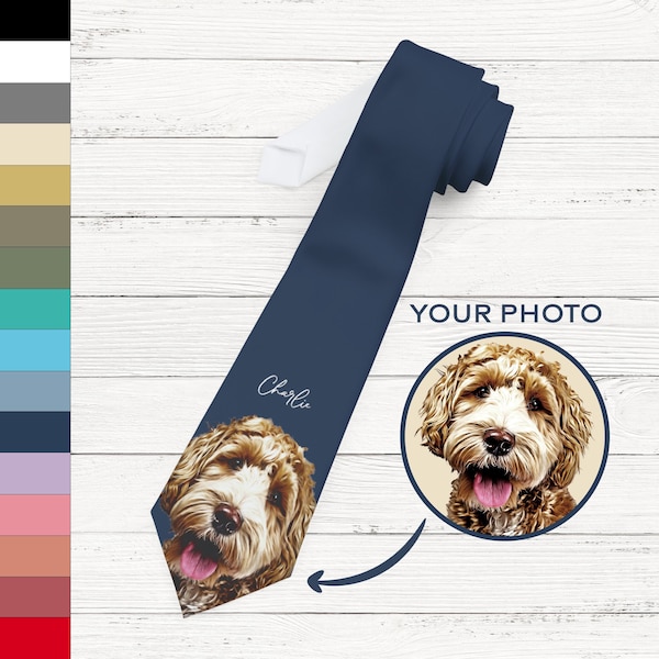 Custom Pet Neck Tie from photo and name, Personalized dog Neck Tie, Perfect Father's Day and Christmas gift for him, dog cat dad gift idea
