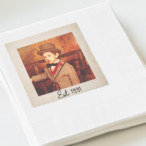 Birthday Picture Frame napkins, Personalized Birth Year Napkins, Birthday party napkins, custom photo napkins, personalized napkins