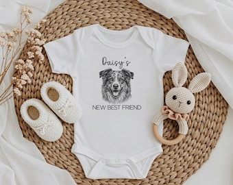 Custom Pet Portrait Baby Onesie® from photo, Dog Bestie Bodysuit®, Personalized cat Onesie®, Custom Dog Onesie®, Pregnancy Announcement ax