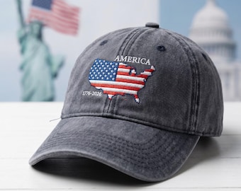 Embroidered America 250th Anniversary Hat, Patriotic USA Flag Cap, USA Semiquincentennial Freedom Cap, Independence day hat 1776 2026 hat ax
