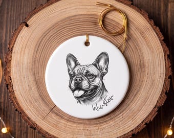 Personalized Pet Christmas Ornament from photo Cat or Dog Sketch Portrait Christmas Ornament 2026 Pet loss keepsake Custom pet Ornament