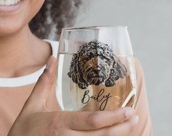 Custom Pet Wine glass, Personalized dog Stemless wine glass , Cat Portrait From Photo, Pet Memorial gift, Housewarming Gift, Pet Lover Gifts