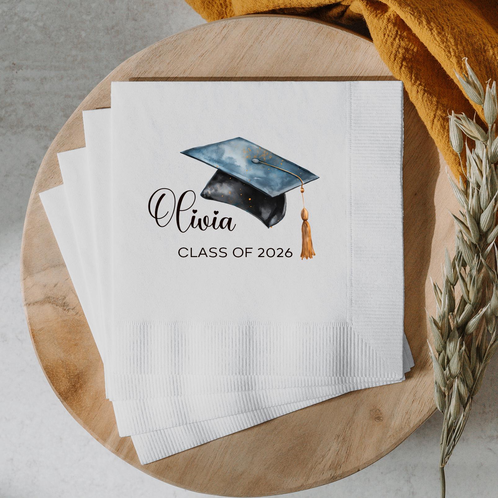 Custom Graduation Napkins, Graduation Party Decor, Class of 2026 ...