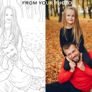 Custom Coloring Book from Photos, 26 Custom Coloring Pages, Personalized Gift for Family, Custom pet portrait coloring book for kids adults image 4