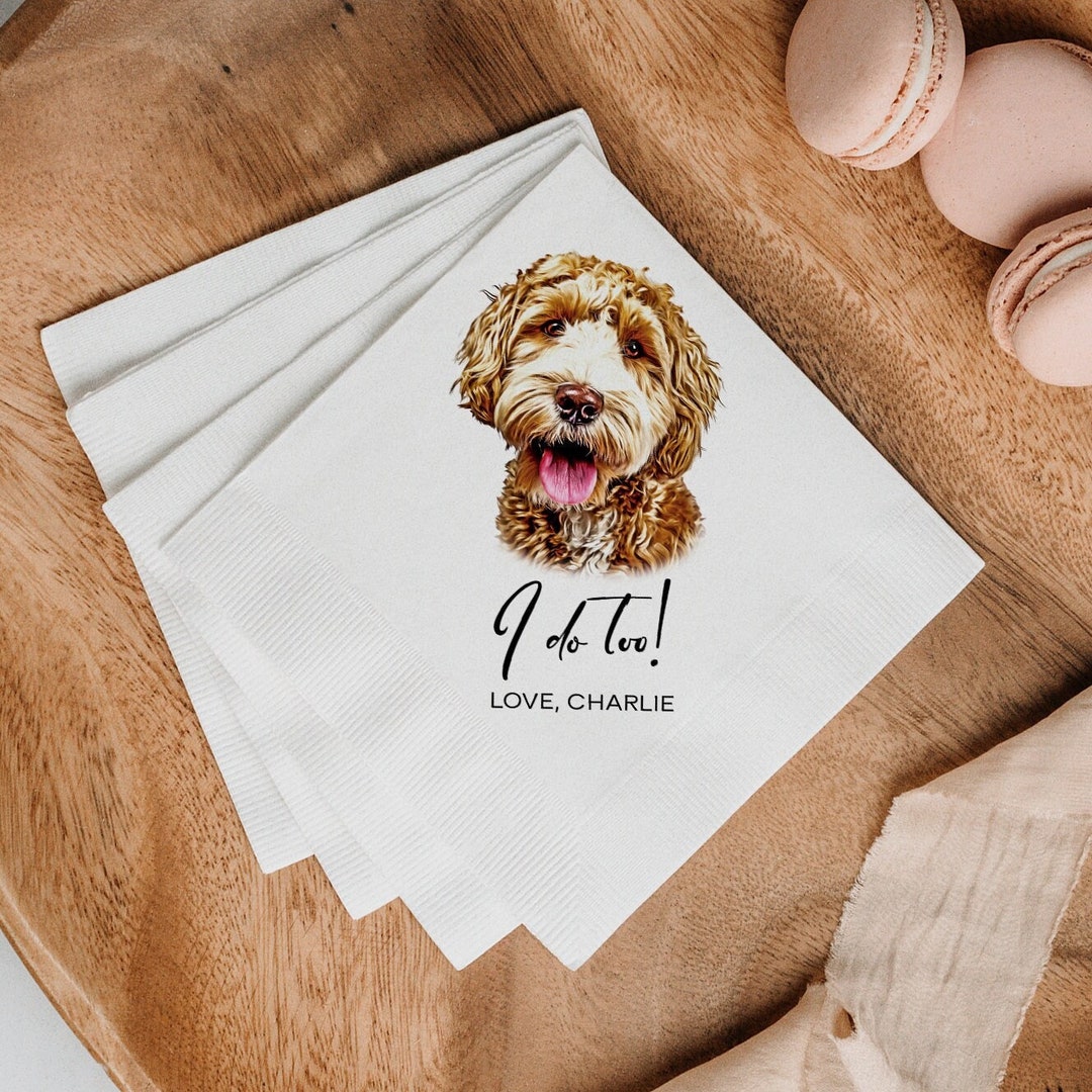 Custom Pet Cocktail Napkins Colorful Dog Wedding Napkins Etsy