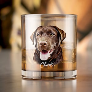 Custom Pet Bar Glass, Custom Dog Bar Glass, Pet Portrait Whiskey Glass, Personalized Bar Glass, Cat Portrait Rock Glass, Pet Lover Gift